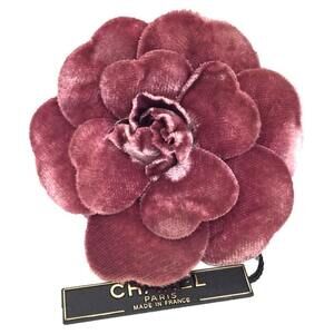 Chanel Camellia Corsage Brooch Velvet #208332C61B